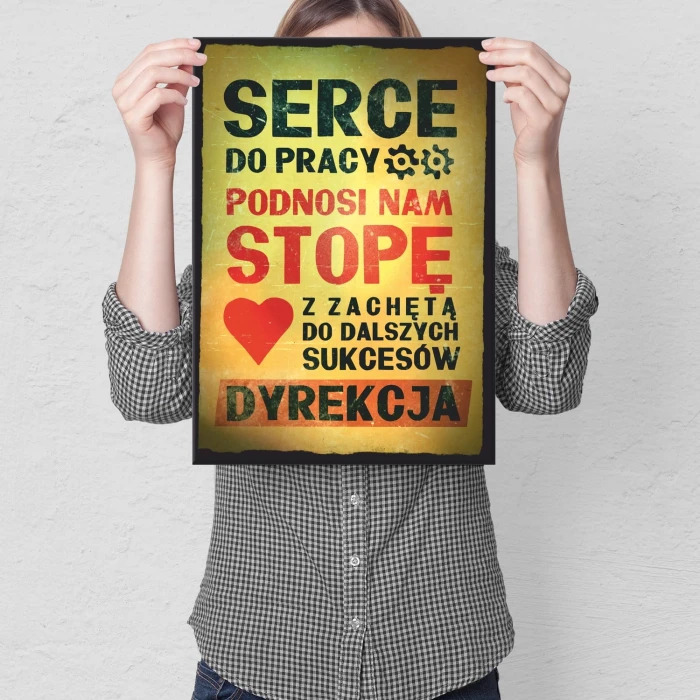 Plakat metalowy serce do pracy Prezent
