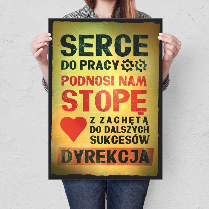 Plakat metalowy serce do pracy Prezent