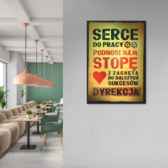 Plakat metalowy serce do pracy Prezent