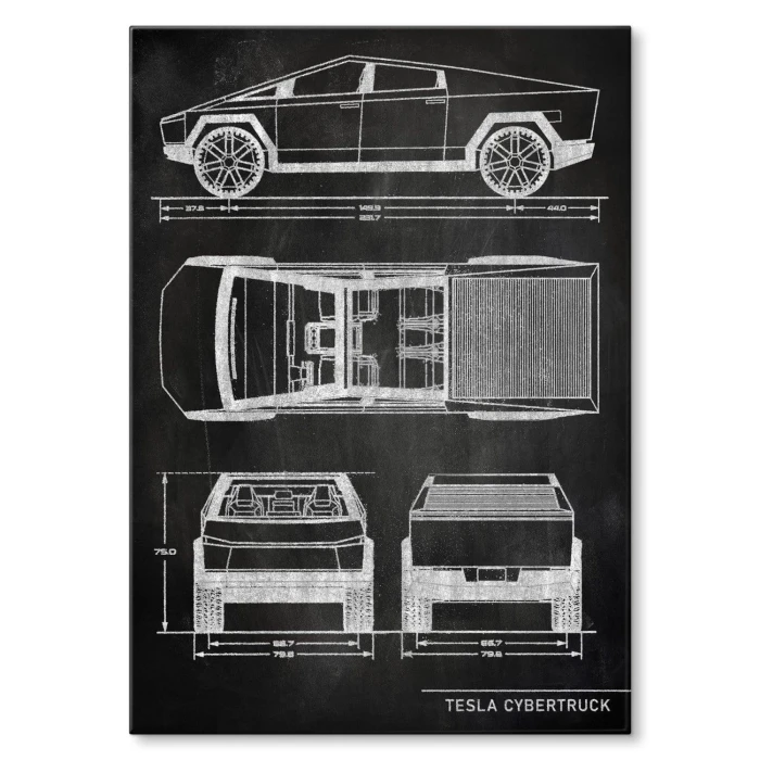 Plakat metalowy Tesla Cybertruck Slate Prezent
