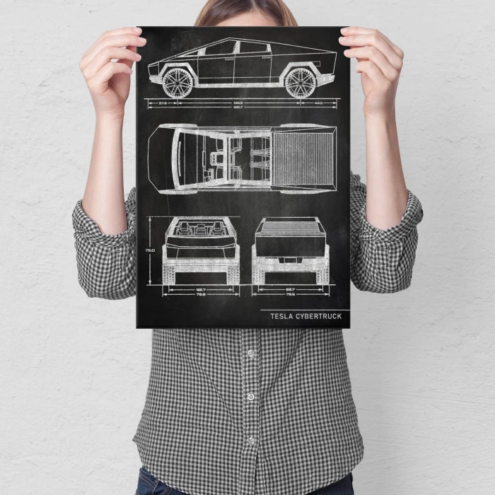 Plakat metalowy Tesla Cybertruck Slate Prezent
