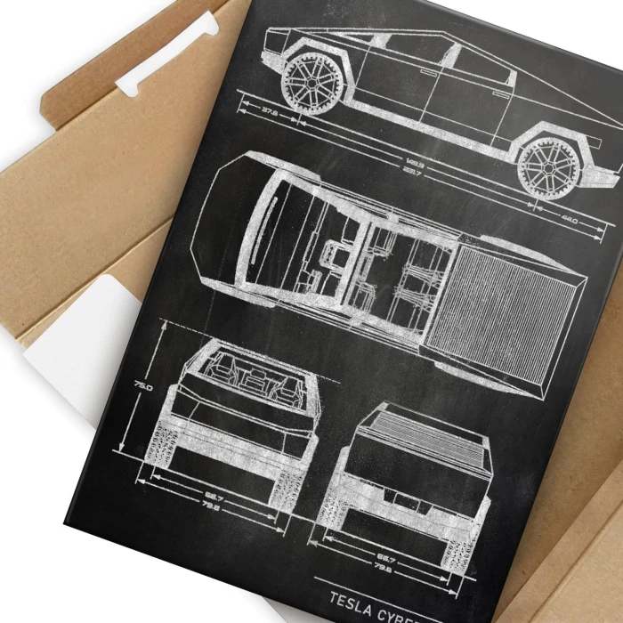 Plakat metalowy Tesla Cybertruck Slate Prezent