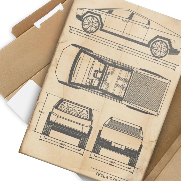Plakat metalowy Tesla Cybertruck Retro Prezent