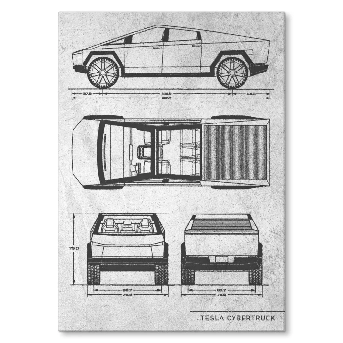 Plakat metalowy Tesla Cybertruck Stone Prezent