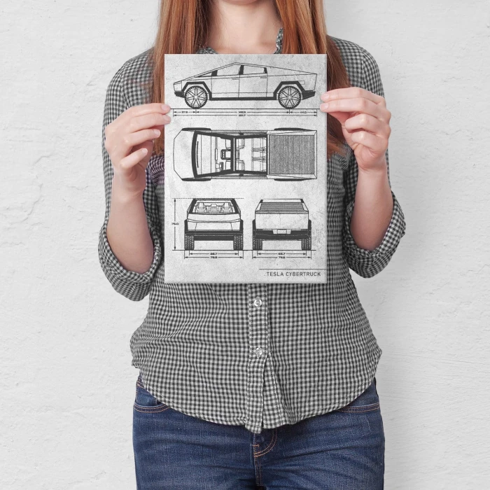 Poster metal Tesla Cybertruck Stone gift
