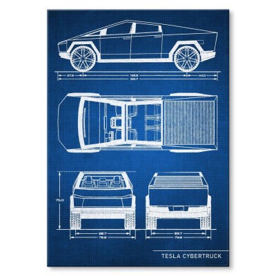 Plakat metalowy Tesla Cybertruck Tech Prezent