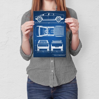 Plakat metalowy Tesla Cybertruck Tech Prezent