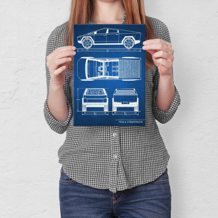 Plakat metalowy Tesla Cybertruck Tech Prezent