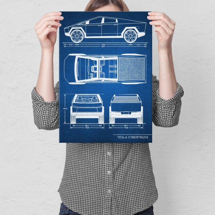 Plakat metalowy Tesla Cybertruck Tech Prezent