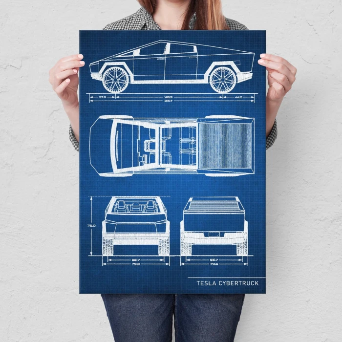 Plakat metalowy Tesla Cybertruck Tech Prezent