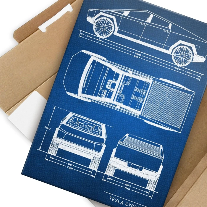 Plakat metalowy Tesla Cybertruck Tech Prezent