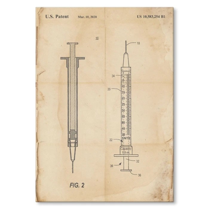 Plakat metalowy Medical syringe Retro Prezent