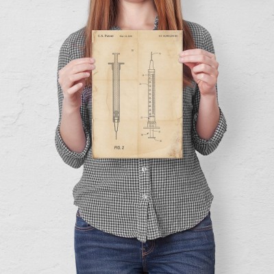 Plakat metalowy Medical syringe Retro Prezent