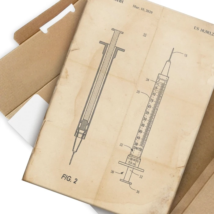 Plakat metalowy Medical syringe Retro Prezent