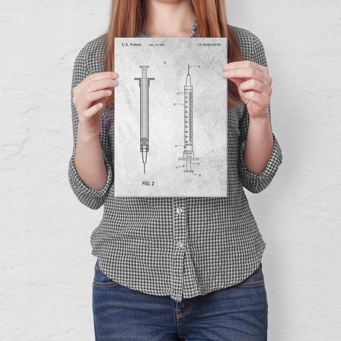 Plakat metalowy Medical syringe Stone Prezent