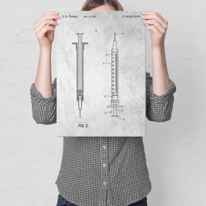 Plakat metalowy Medical syringe Stone Prezent
