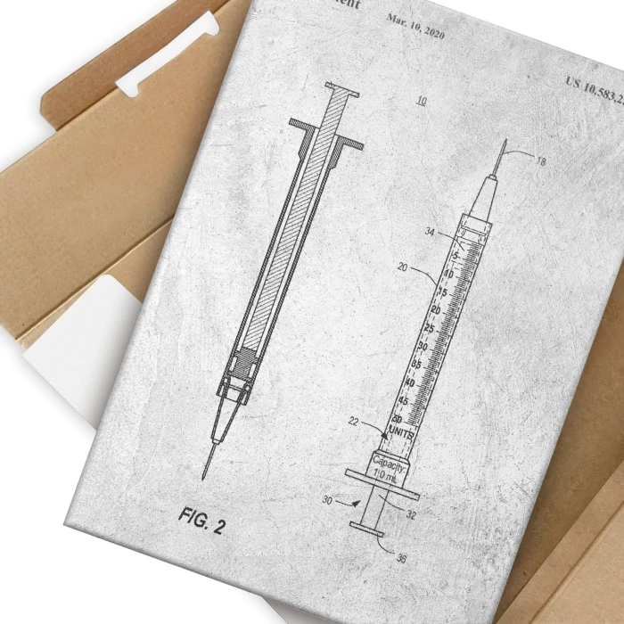 Plakat metalowy Medical syringe Stone Prezent