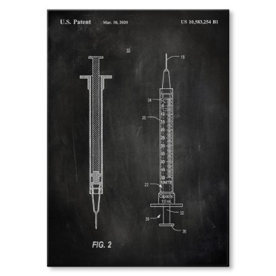 Plakat metalowy Medical syringe Slate Prezent