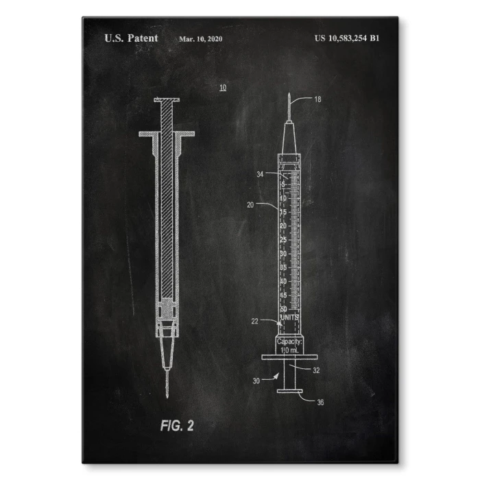 Plakat metalowy Medical syringe Slate Prezent
