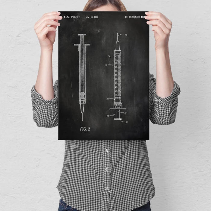 Plakat metalowy Medical syringe Slate Prezent