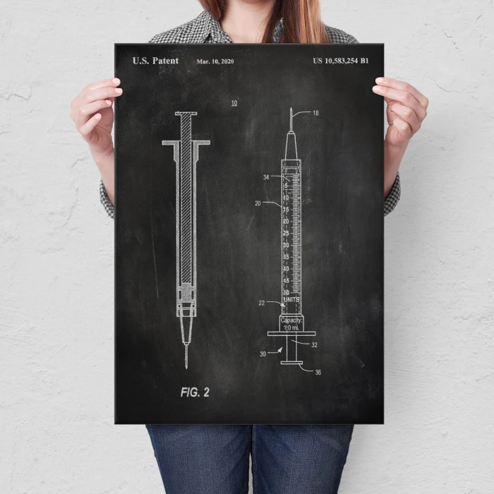 Plakat metalowy Medical syringe Slate Prezent