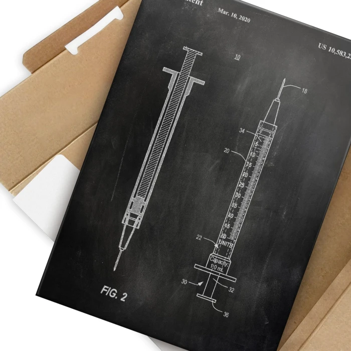 Plakat metalowy Medical syringe Slate Prezent