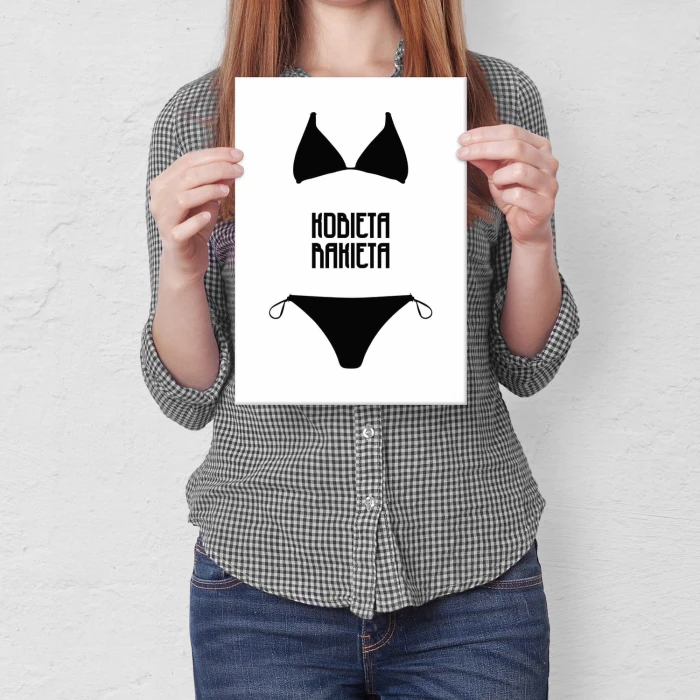 Plakat metalowy Kobieta rakieta Prezent
