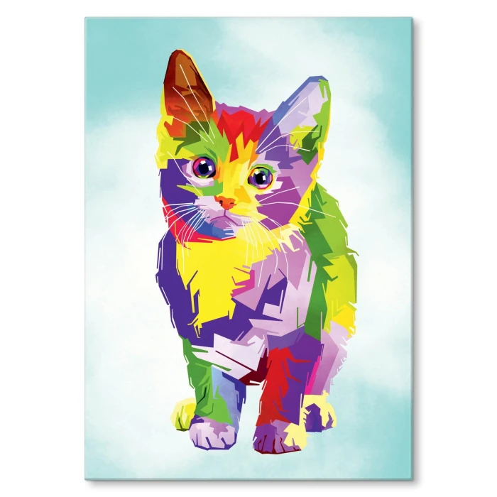 Plakat metalowy Kolorowy kotek Prezent