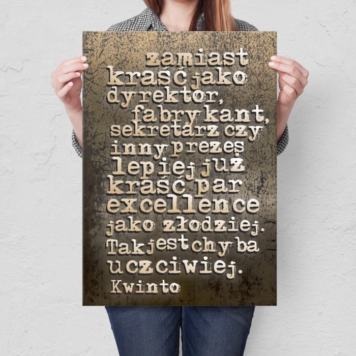 Plakat metalowy Kwinto cytat Prezent