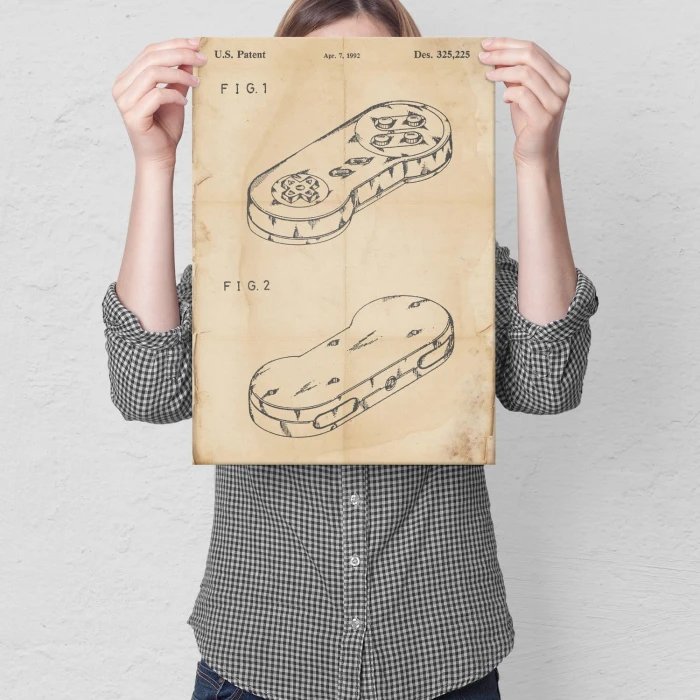 Plakat metalowy Gamepad Retro Prezent