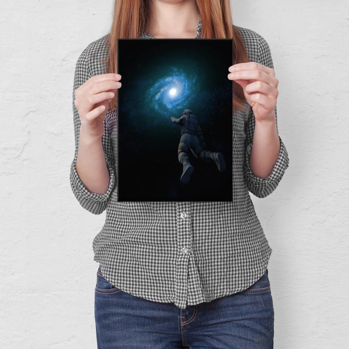 Plakat metalowy astronaut and galaxy Prezent