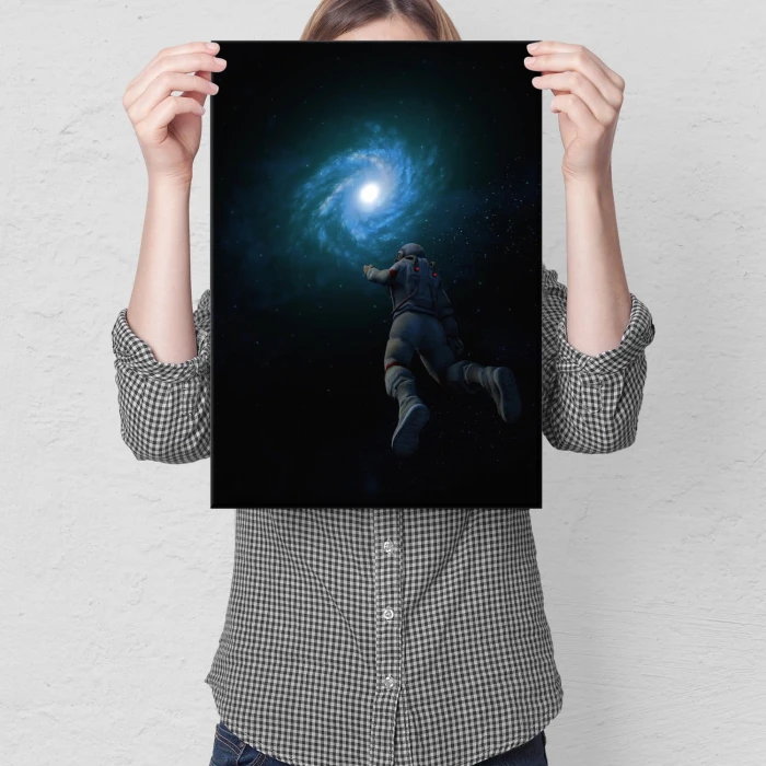 Plakat metalowy astronaut and galaxy Prezent