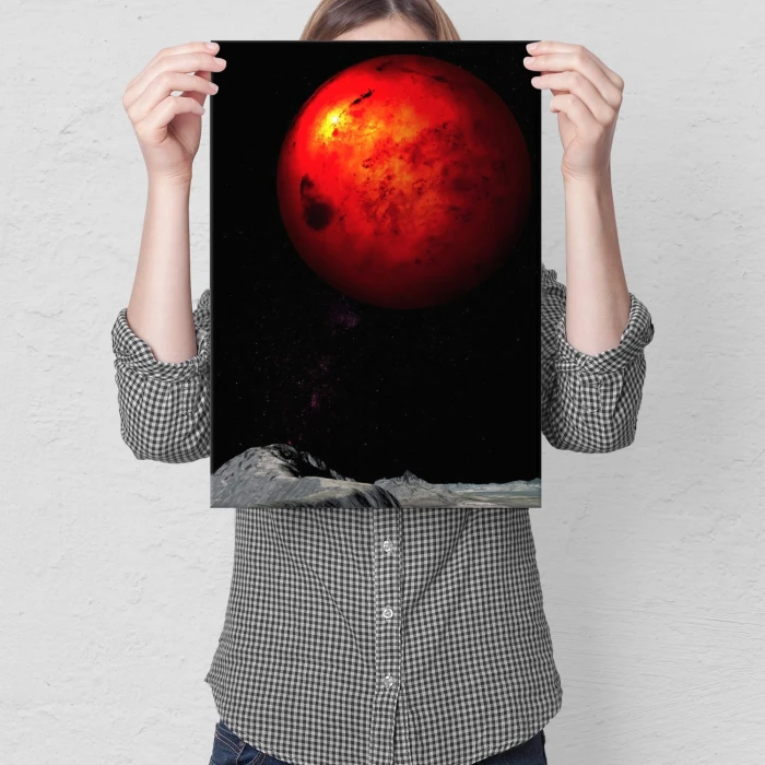 Plakat metalowy red planet by night Prezent