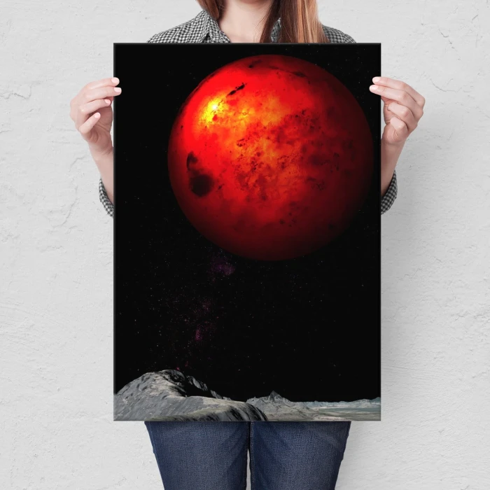 Poster metal red planet by night gift