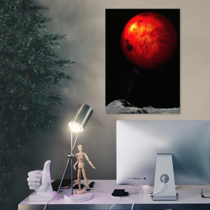 Plakat metalowy red planet by night Prezent