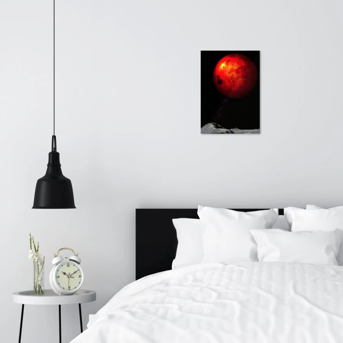 Poster metal red planet by night gift
