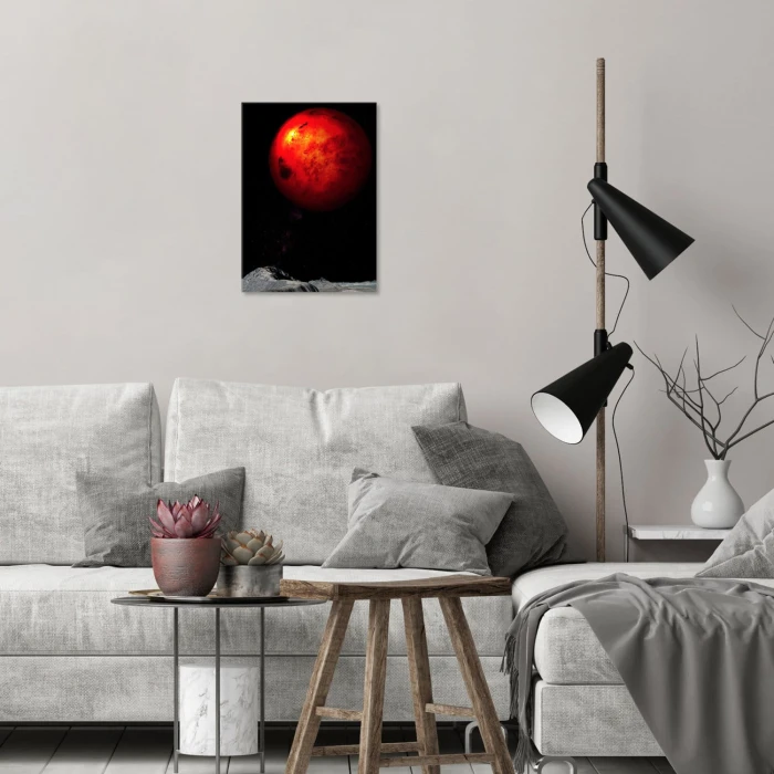 Poster metal red planet by night gift