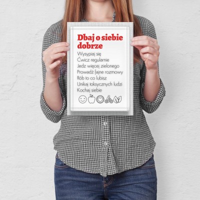 Plakat metalowy Dbaj o siebie dobrze Prezent