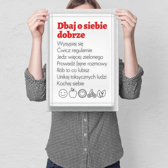 Plakat metalowy Dbaj o siebie dobrze Prezent