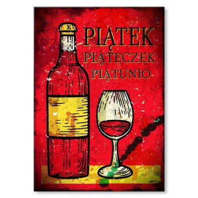 Poster metal w piątek wino gift