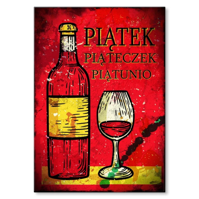 Poster metal w piątek wino gift