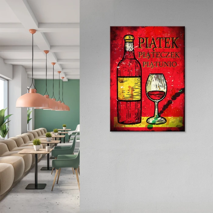 Poster metal w piątek wino gift