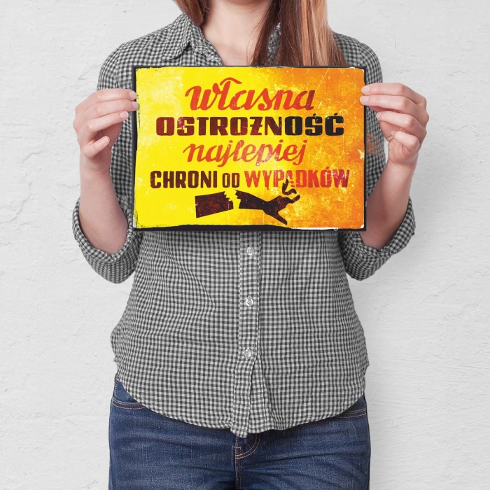 Poster metal własna ostrożność gift