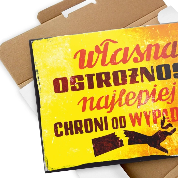Poster metal własna ostrożność gift