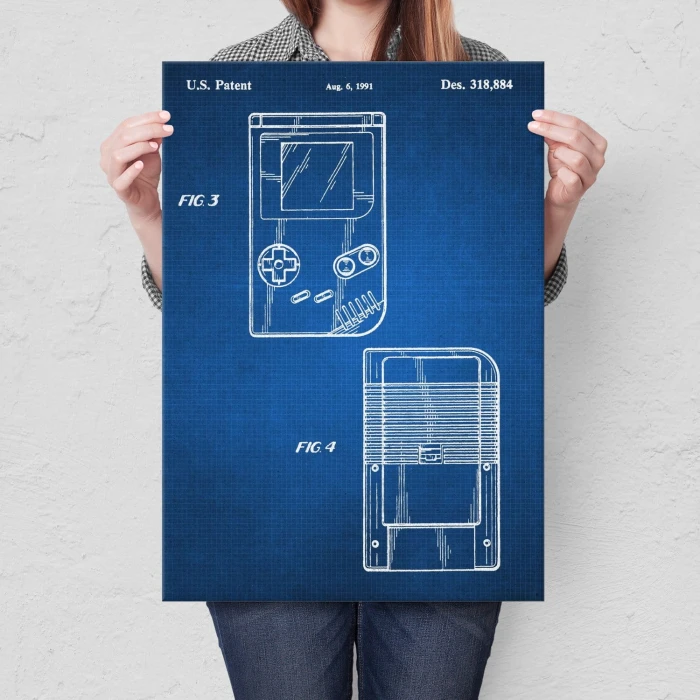 Poster metal Gameboy Tech Blueprint gift