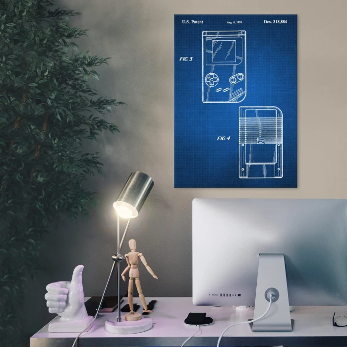 Poster metal Gameboy Tech Blueprint gift