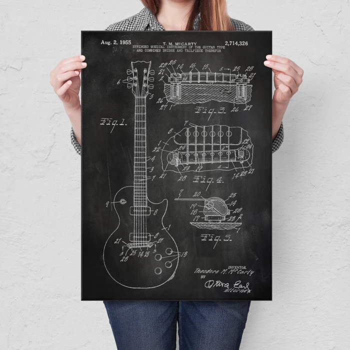 Plakat metalowy Guitar Gibson Slate Prezent