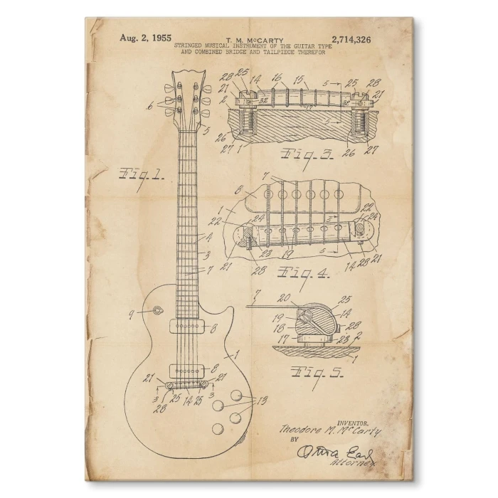 Plakat metalowy Guitar Gibson Retro Prezent