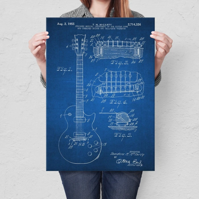 Plakat metalowy Guitar Gibson Tech Prezent