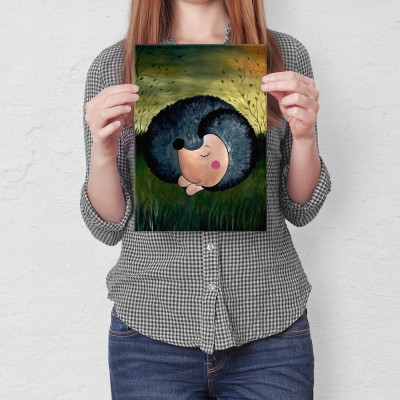 Plakat metalowy Śpiący jeż Prezent